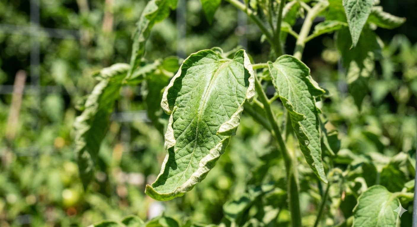 Cluster of green aphids feeding on the underside of a curled leaf along the stem